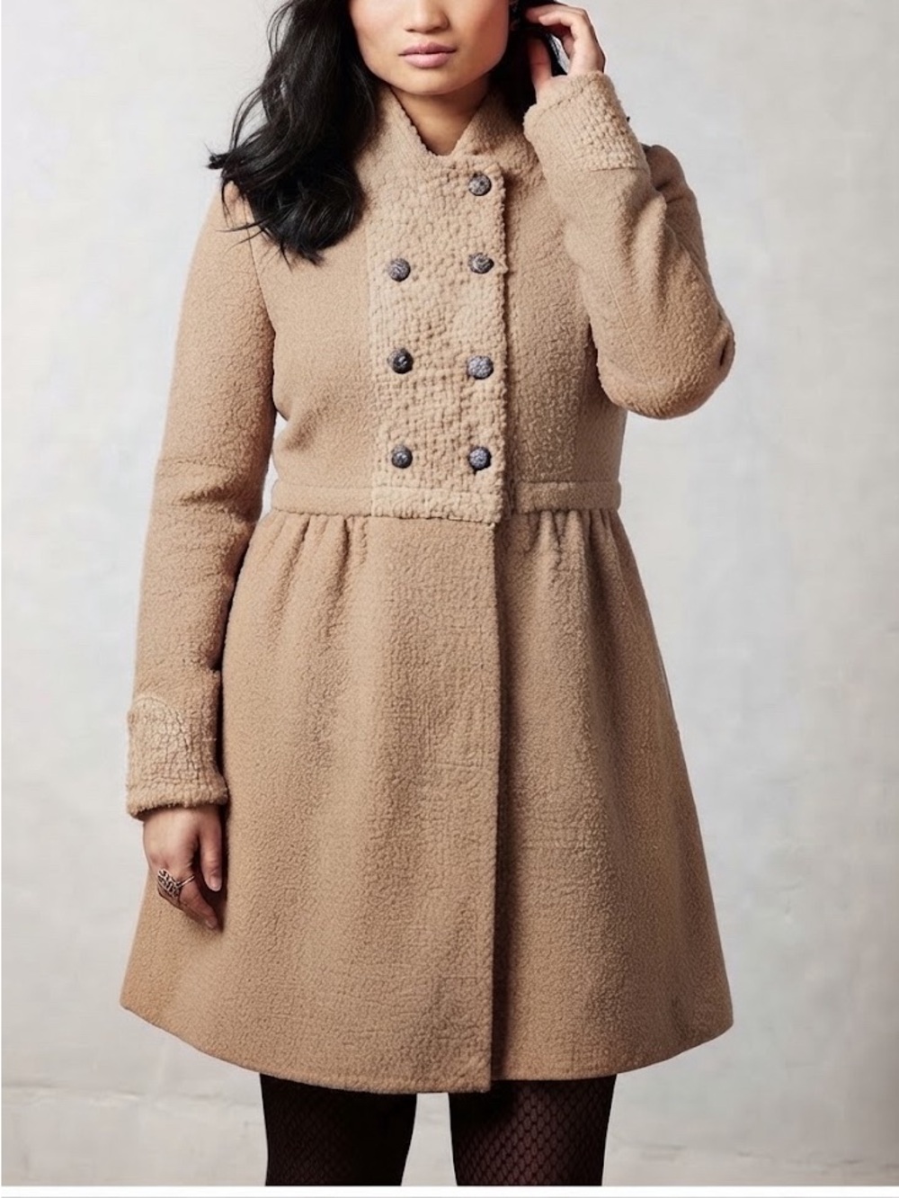 Anthropologie Moth Midtown Wool Coat Tan Size XL